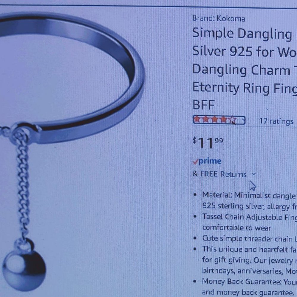 Pair of Sterling Silver Dangling Ball Stacking Rings - Picture 2 of 5